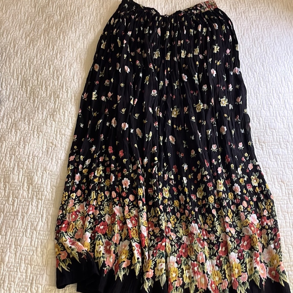 Black Floral Crinkled 100% Rayon 2 Piece Set -American Connection-made in‎ India - Picture 6 of 13